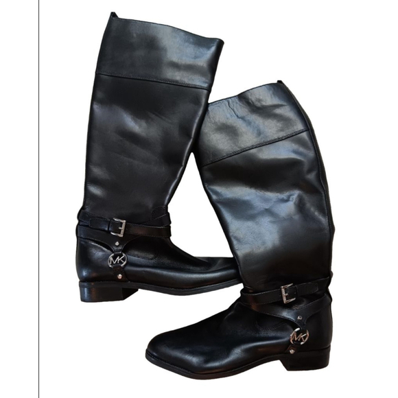 Michael Kors Shoes - Women's Michael Kors Black Leather Riding Boots Size 7.5